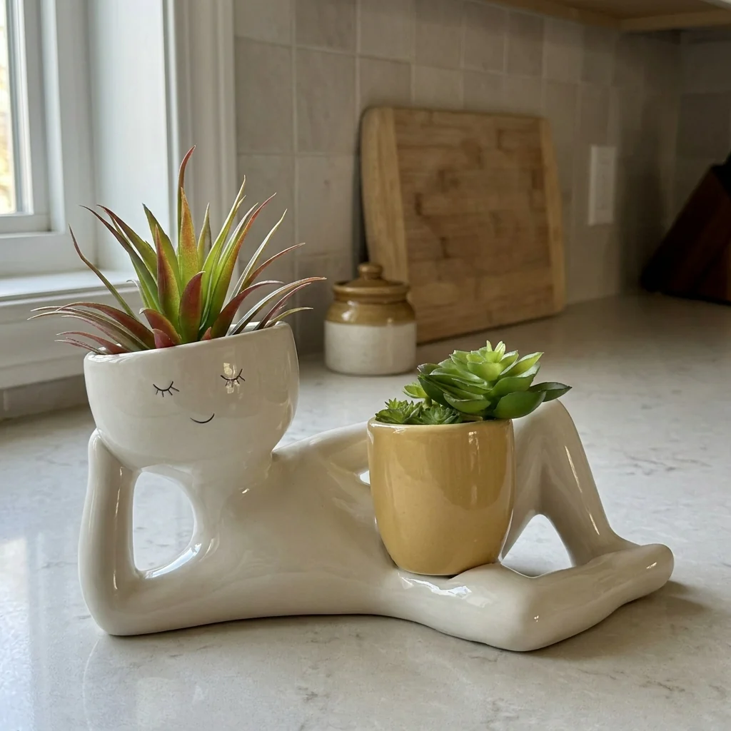 The Daydreamer planter on a kitchen counter